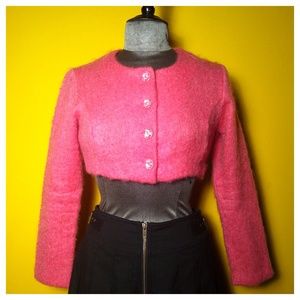Vintage Betsey Johnson pink cropped cardi